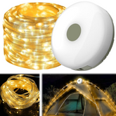 Rechargeable Outdoor Camping String Lights – 10M Waterproof Retractable LED Fairy Lights with Multiple Modes – Warm Light for Tents, RVs, and Outdoor Decor